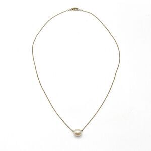 14K GF Gold Filled Single Button Pearl Necklace Dainty Chain Minimalist 18"